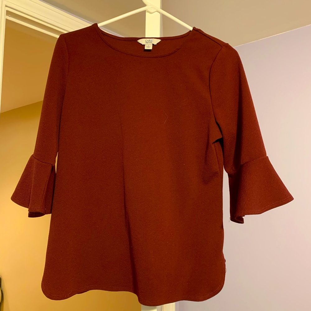 Maroon Croft and Barrow Bell Sleeve Blouse